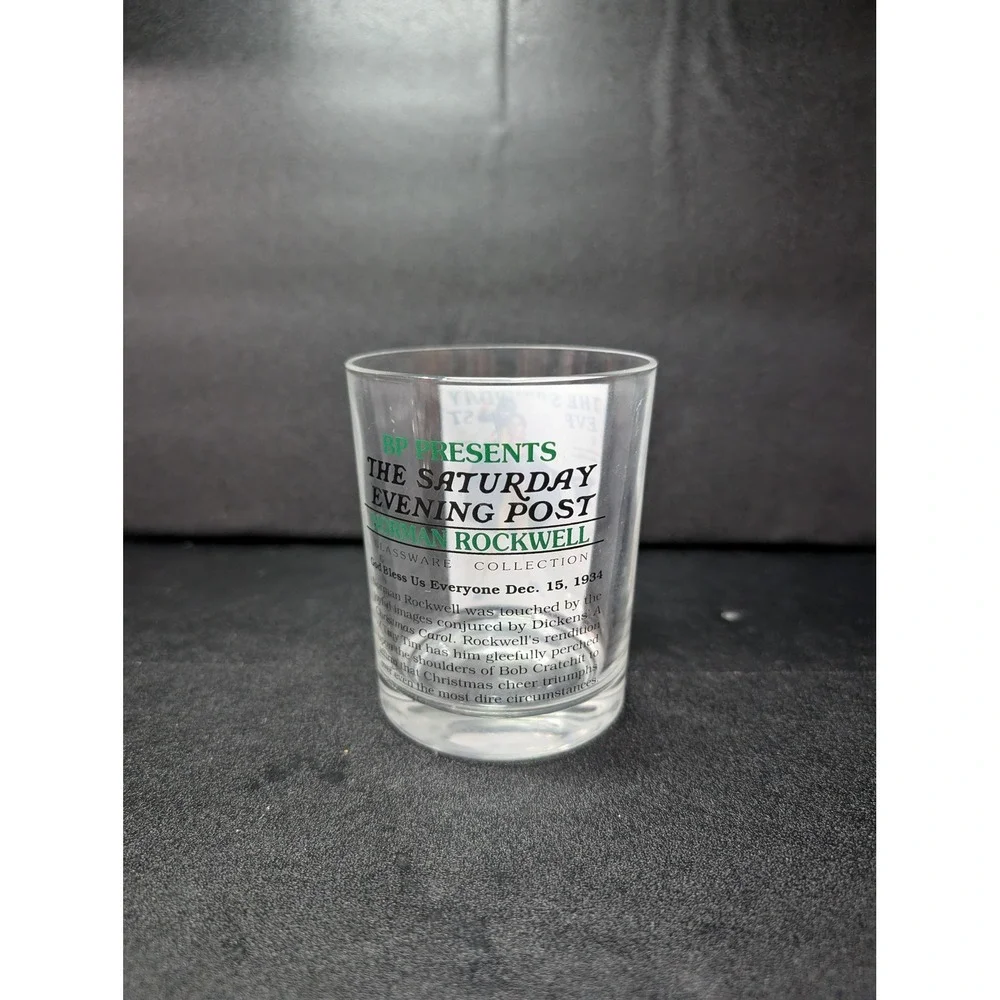 Saturday Evening Post Glass, Norman Rockwell Highball Glass, Retro Barware, 4.25